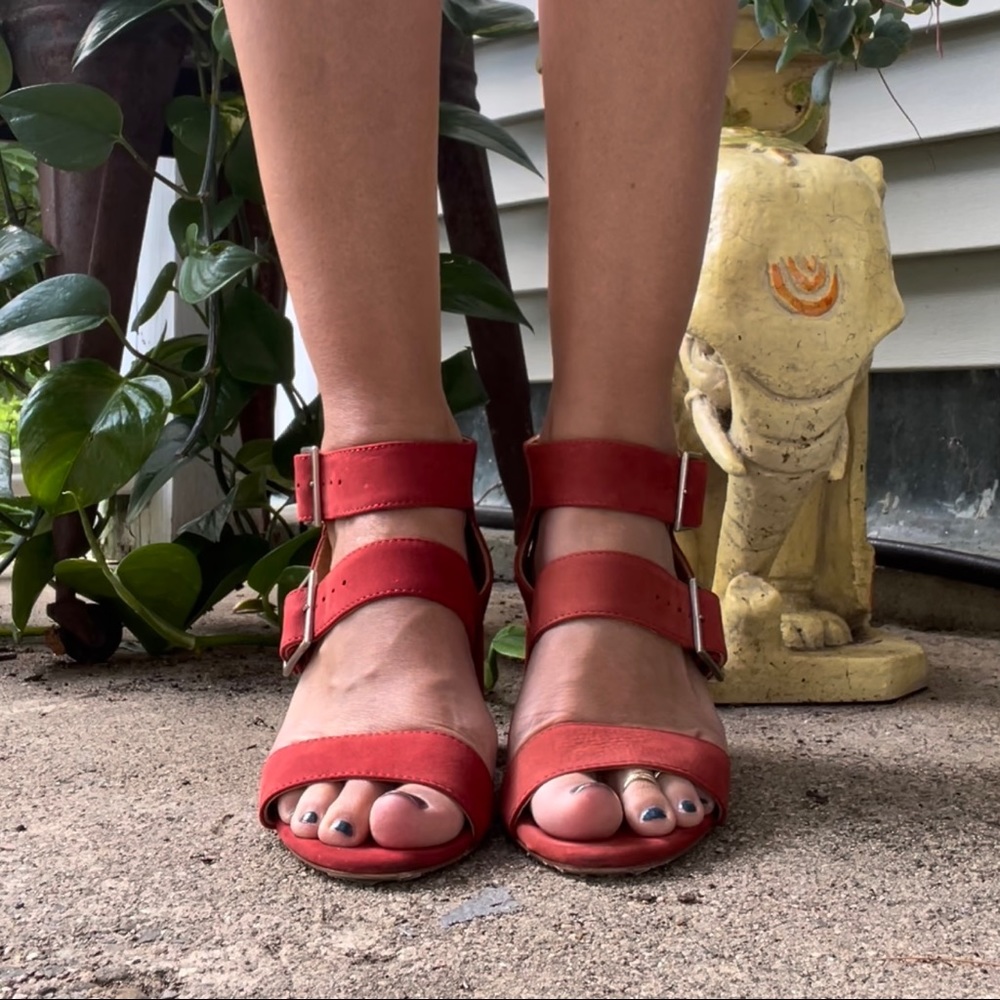 Rust Red Suede Sandals - Picture 3 of 17